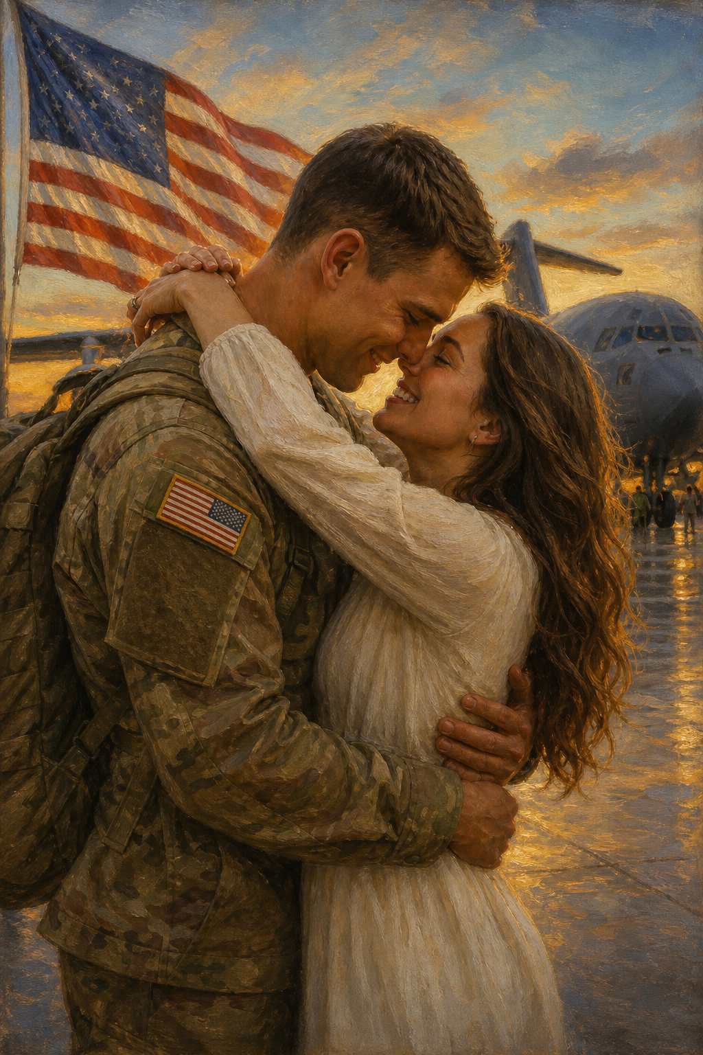 Custom Military Couple Portrait — Romantic Homecoming from Photo