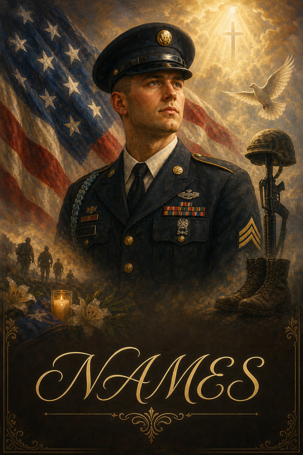 Custom Military Single-Man Portrait — Heroic Tribute from Photo