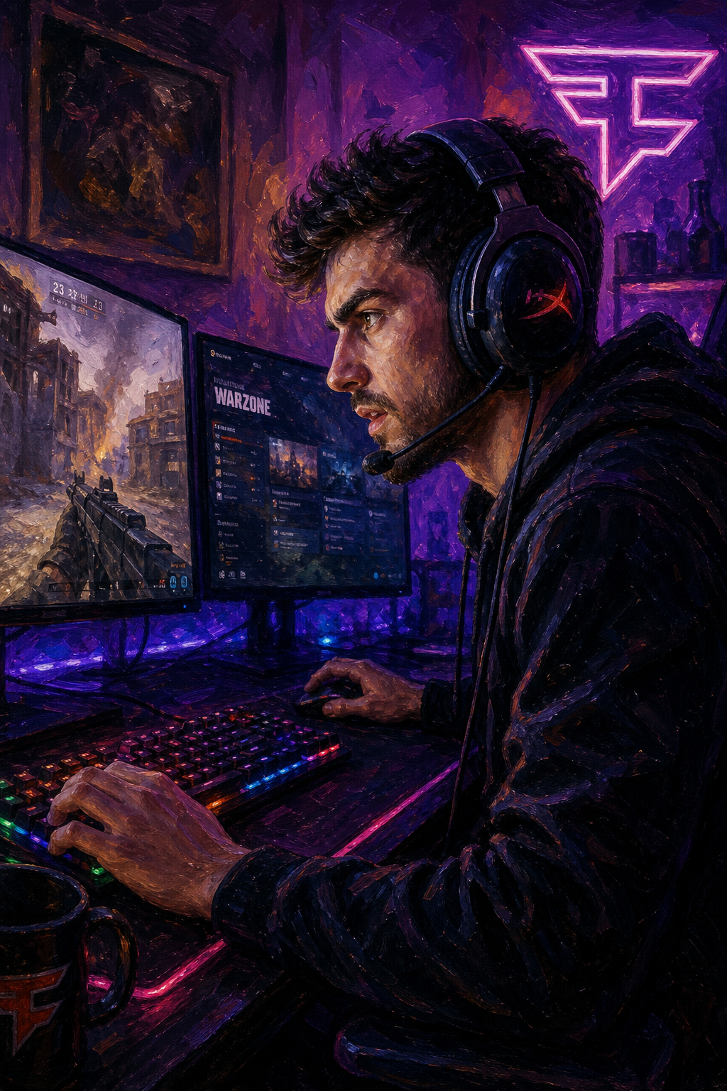 Custom Hobby Single-Man Portrait — Intense Gaming Setup from Photo
