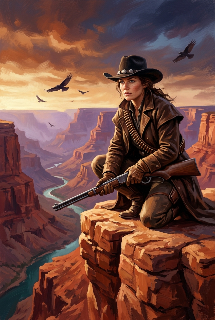 Canyon Sharpshooter Cowgirl Portrait - Best Canvas Gifts 2026 — Expert Ranked Unique Custom Canvas Ideas - PortraitGift