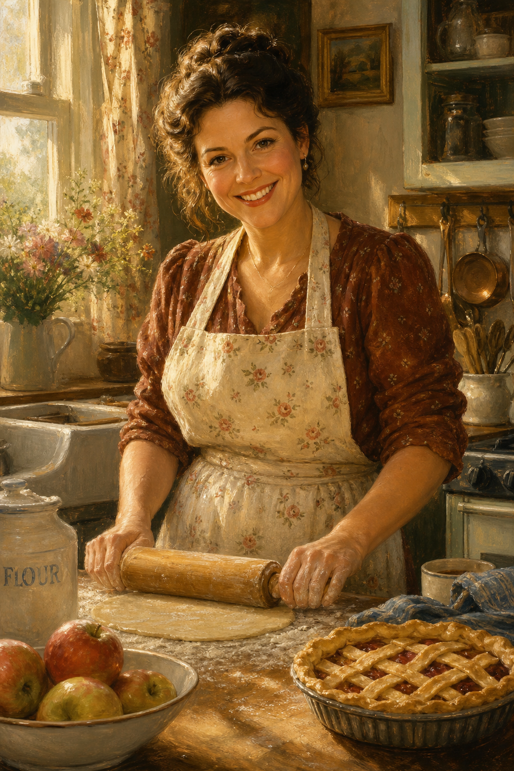 Custom Mother Single Woman Portrait — Whimsical Kitchen from Photo