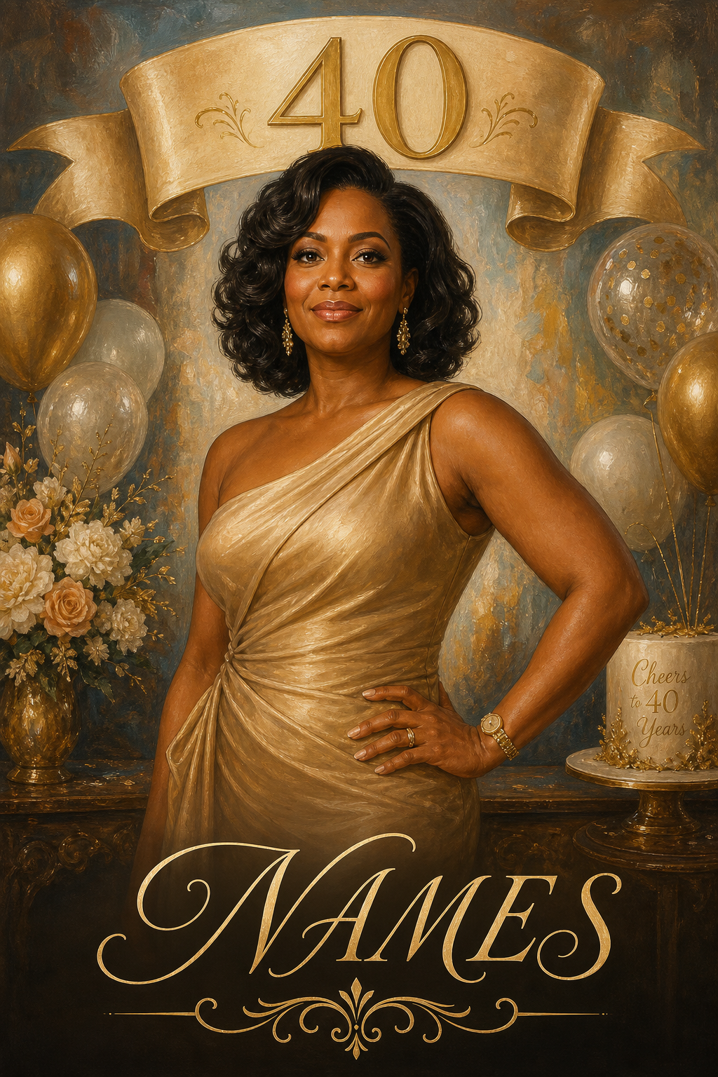 Custom Birthday Single Woman Portrait — Festive AI Art from Photo