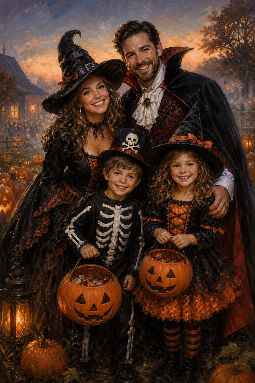 Custom Halloween Family Portrait — Festive Fun from Photo