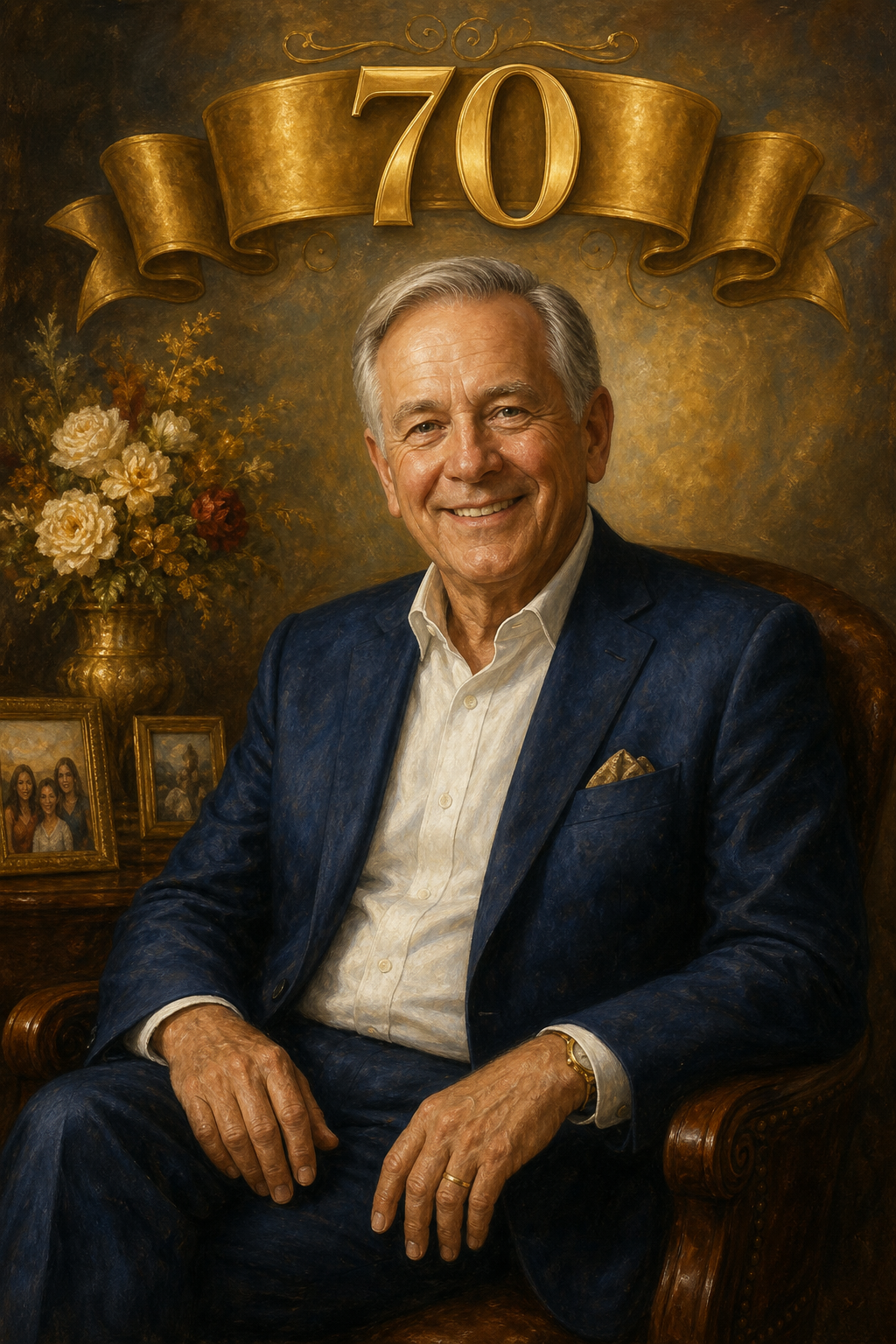 Custom Birthday Single-Man Portrait — Regal Woman Effect Canvas