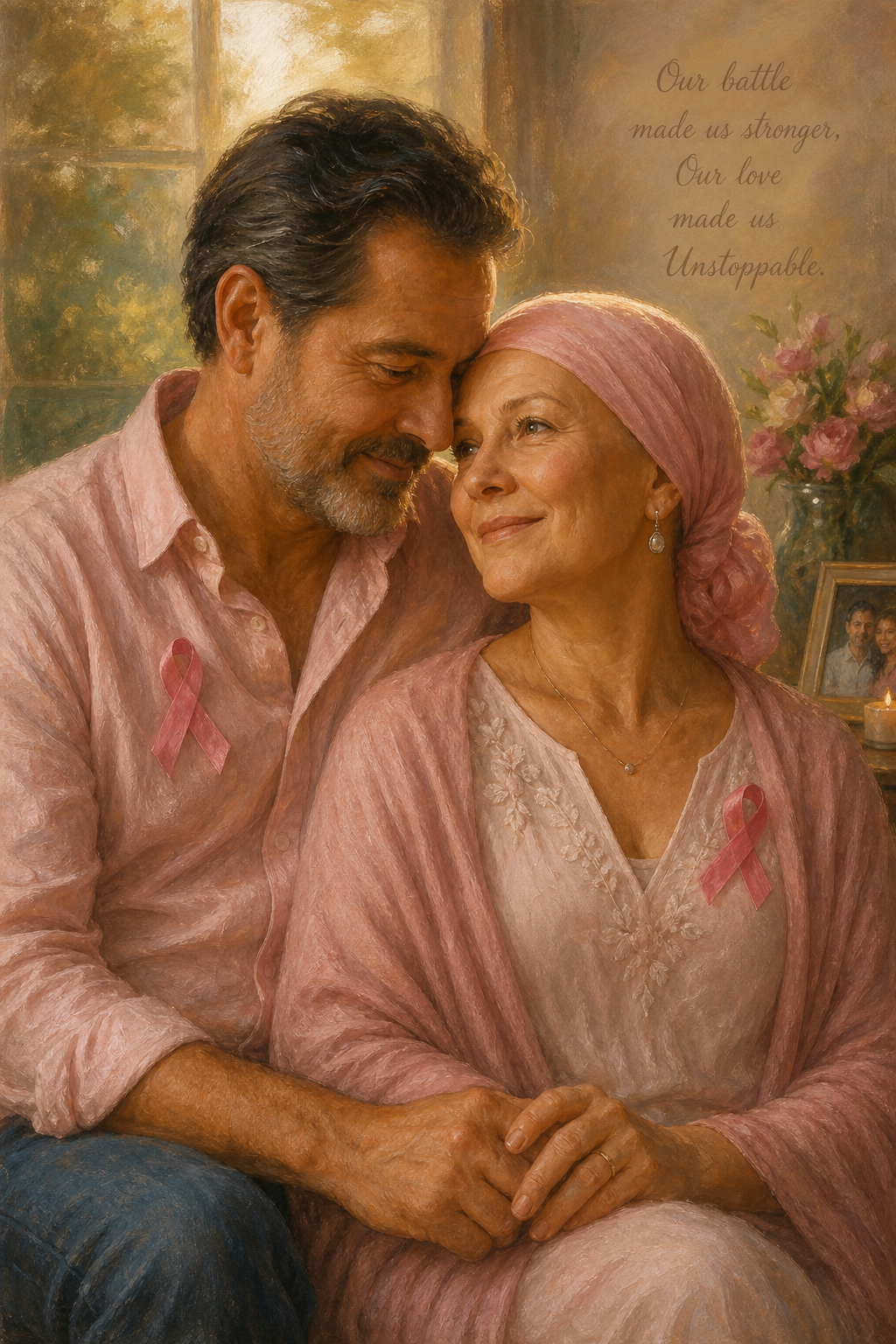 Custom Survivor Couple Portrait — Celebrate Strength Together from Photo
