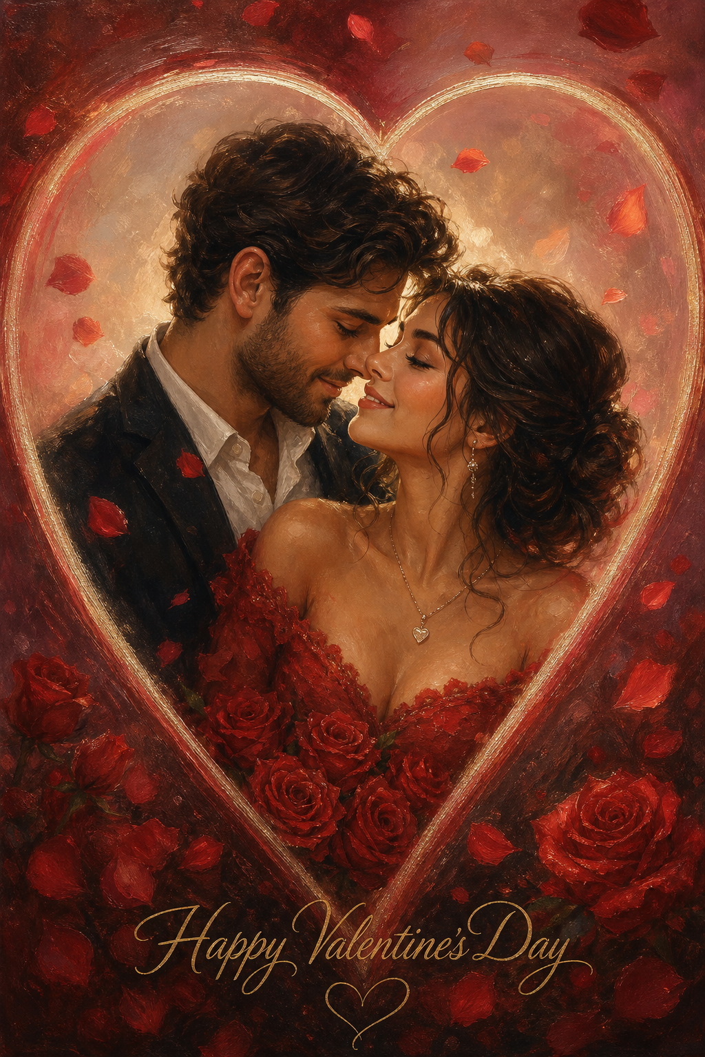 Custom Romance Couple Portrait — Valentine's Day Gift from Photo