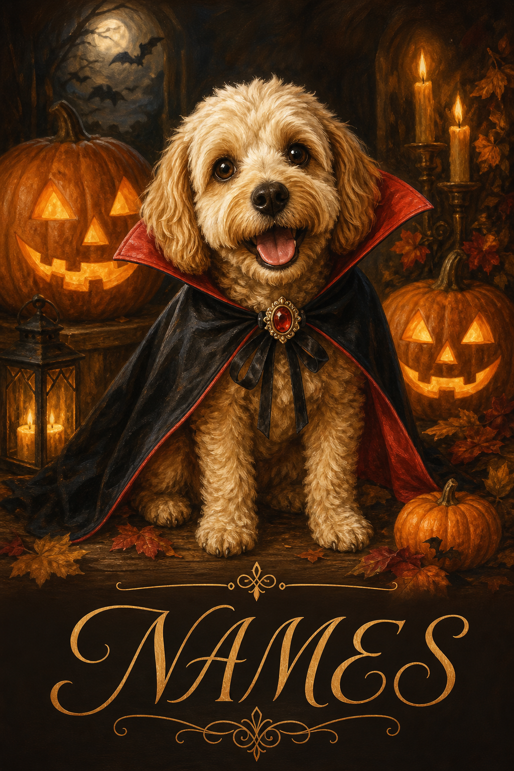 Custom Halloween Pet Dog Portrait — Whimsical AI Art from Photo