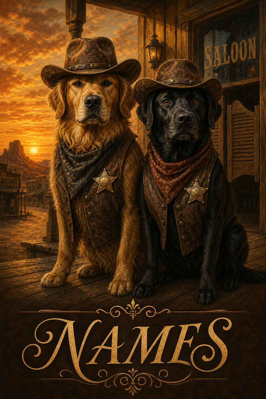 Custom Cowboy Pet Portrait — Heroic Dogs Canvas