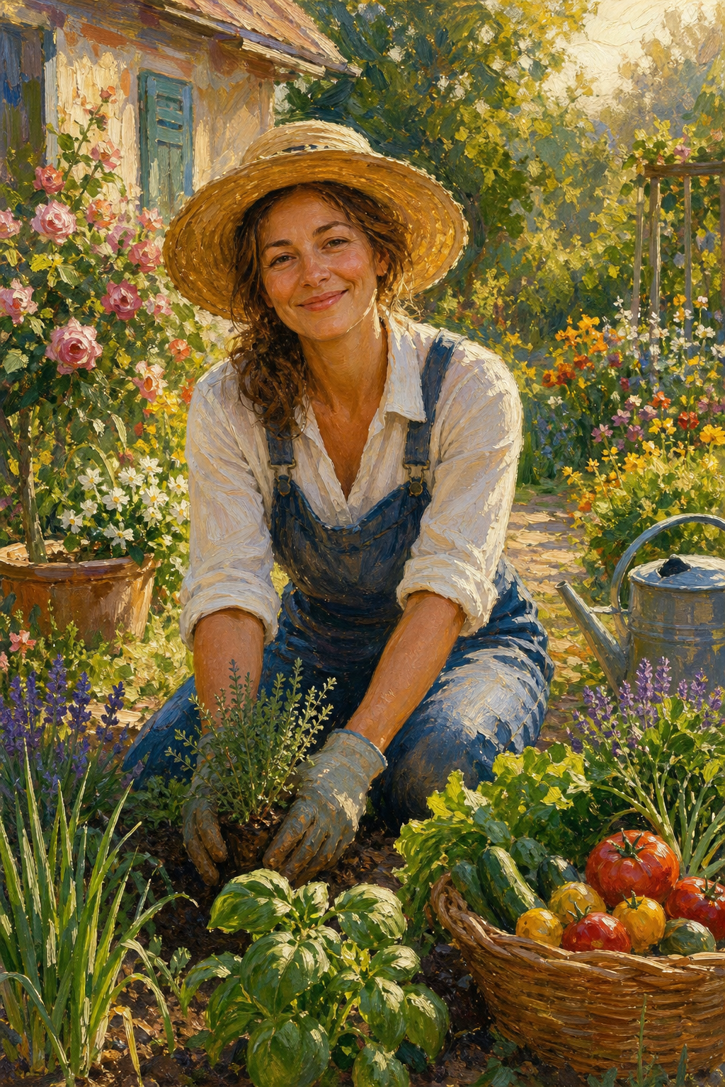 Custom Hobby Single Woman Portrait — Serene Gardener from Photo