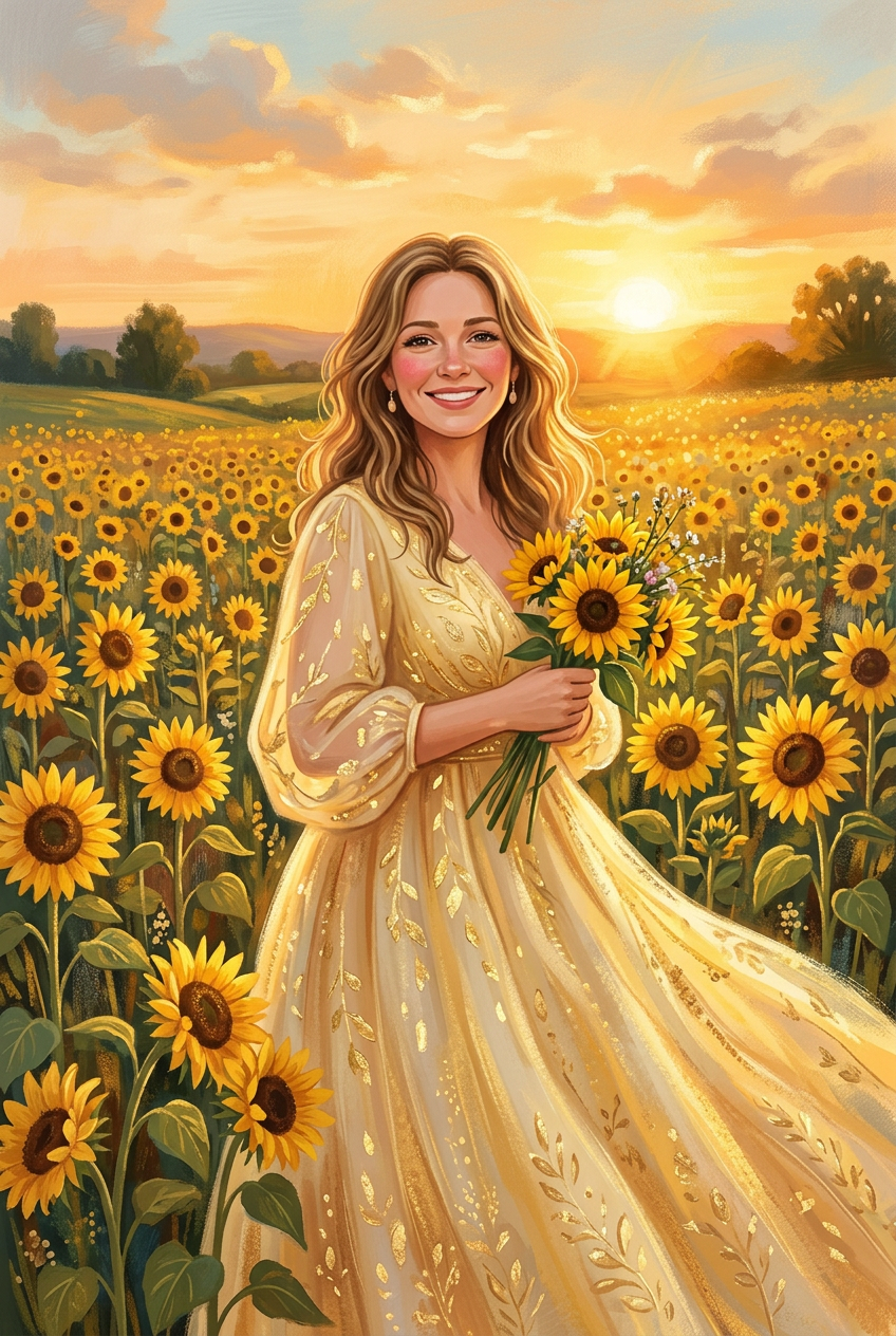 The Sunflower Mother Portrait - Gift Ideas for Girlfriend (2026): Romantic & Unique Personalized Gifts - PortraitGift