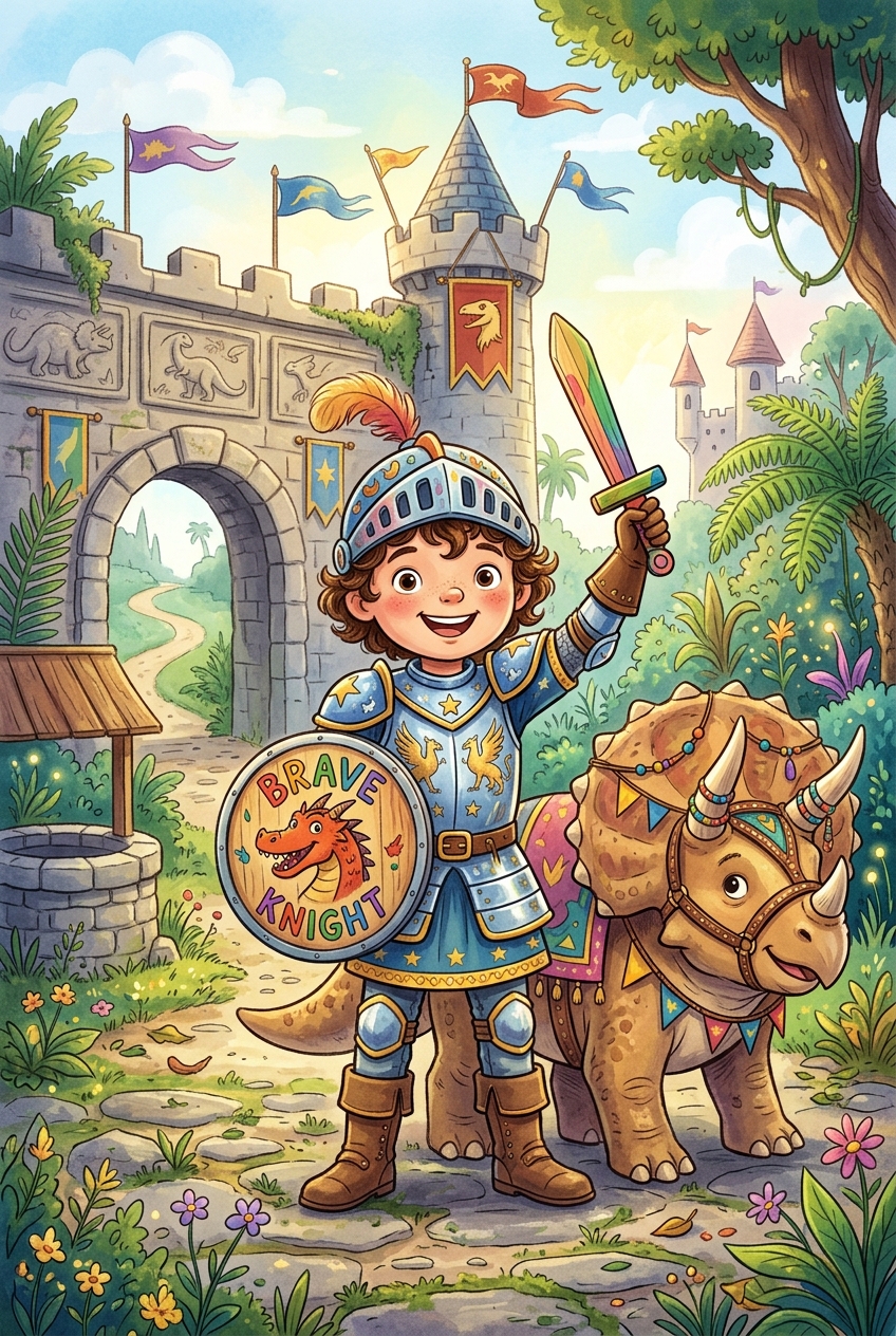 Dino Knight Defender Custom Portrait - Gift Ideas for Girlfriend (2026): Romantic & Creative - PortraitGift