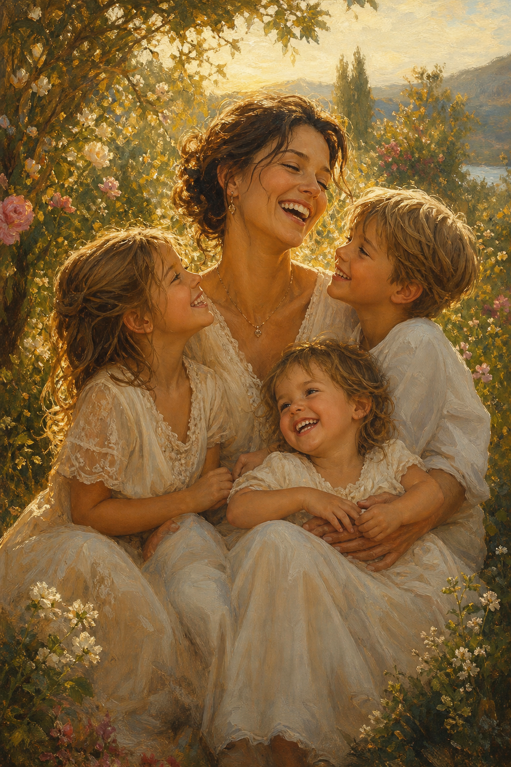 Custom Mother Child Portrait — Serene AI Art from Photo