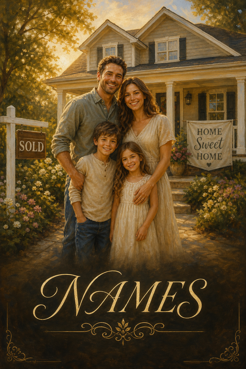Custom NewHome Family Portrait — Celebrate Your Dream Home from Photo