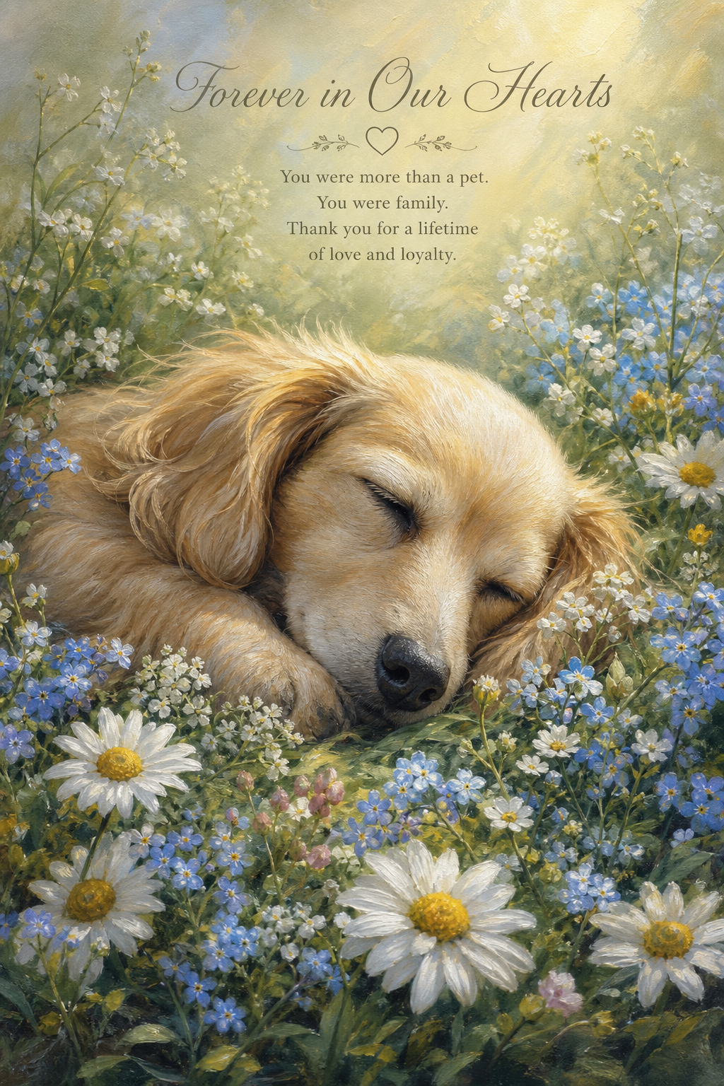Custom Memorial Pet Dog Portrait — Golden Retriever in Flowers Canvas