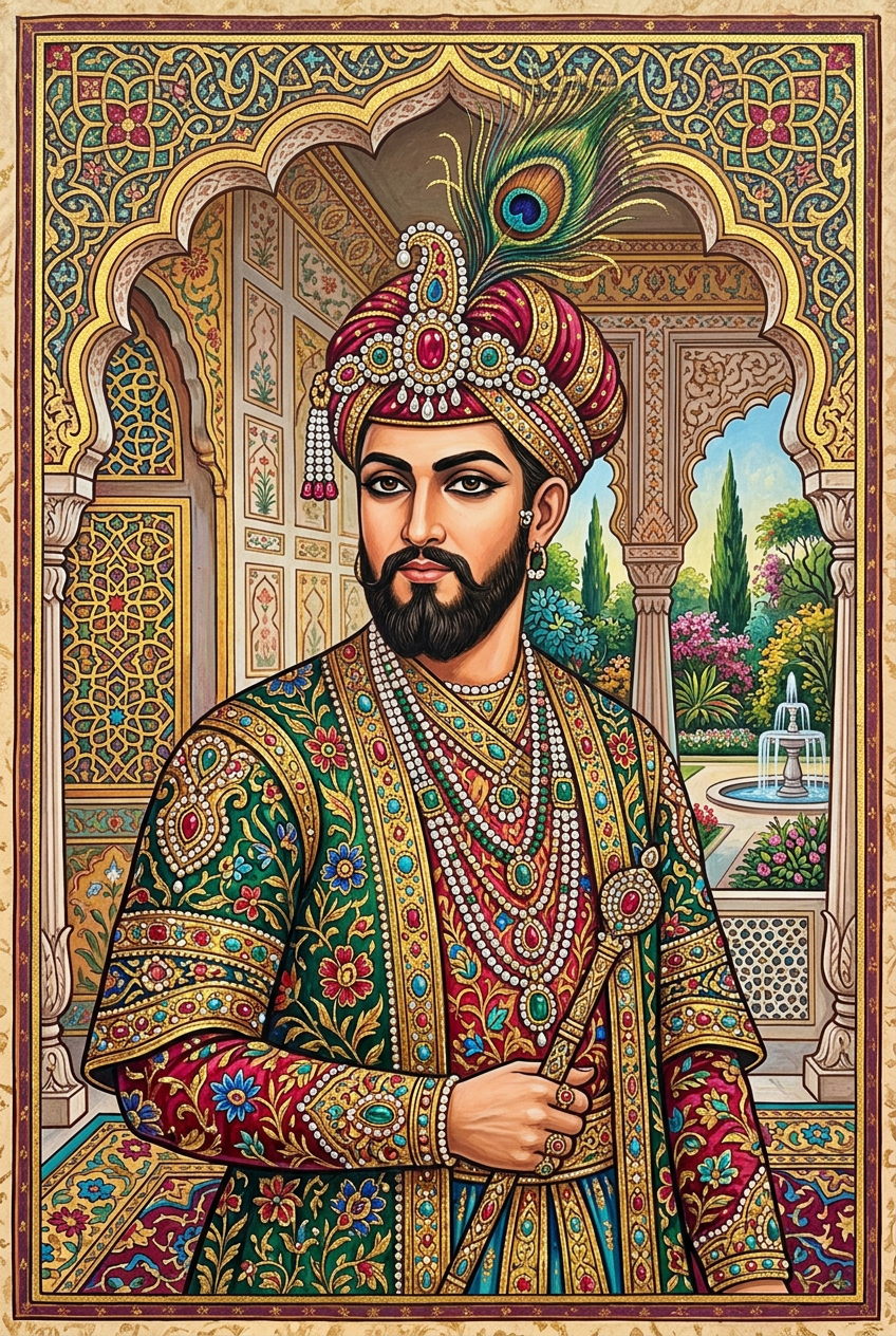 Mughal Emperor Portrait - Best Anniversary Gift for Someone Special | Personalized Portrait Ideas - PortraitGift