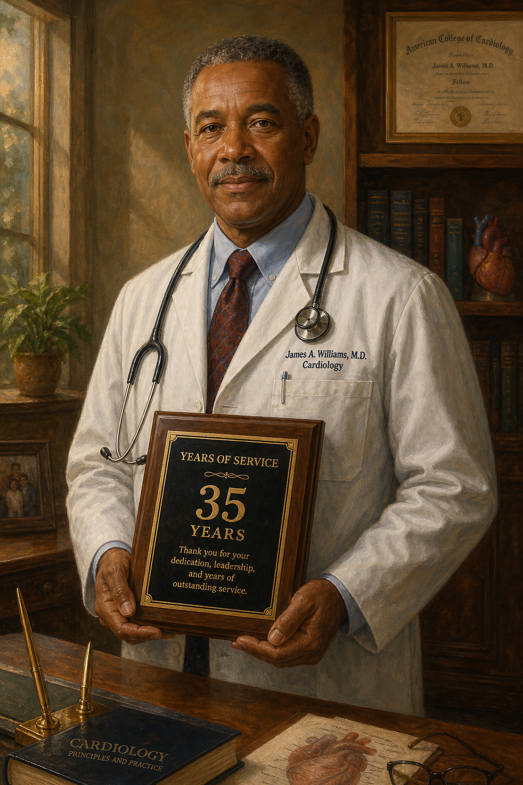 Custom Retirement Doctor Portrait — Heroic Medical Legacy Canvas