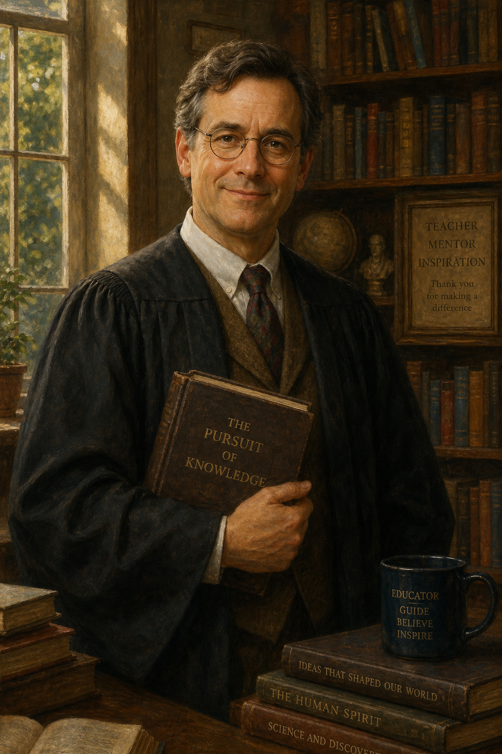 Teacher Gifts — Classic Scholar Portrait Canvas from Photo