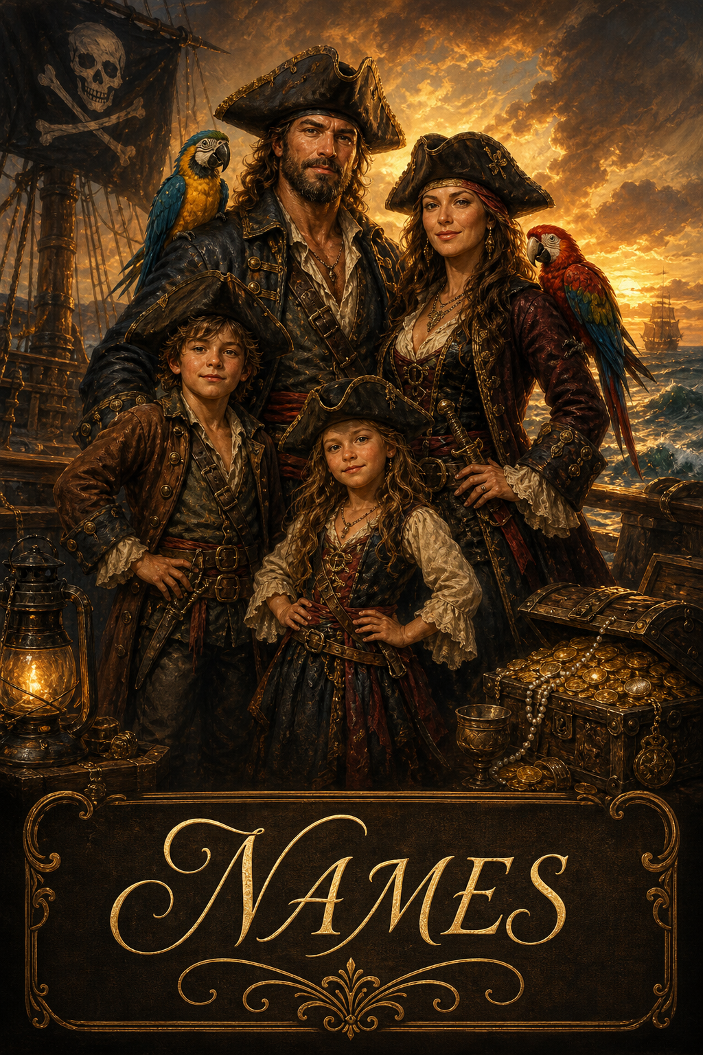 Custom Pirate Family Portrait — Heroic Adventure from Photo