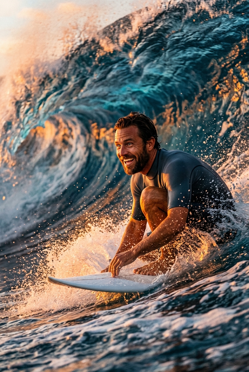 Ocean Surfer Custom Portrait - Best Personalized Mother's Day Gifts 2026 (She'll Love) - PortraitGift