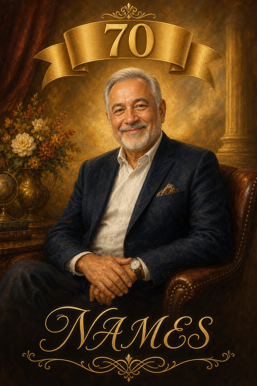 Custom Birthday Single-Man Portrait — Regal AI Art from Photo