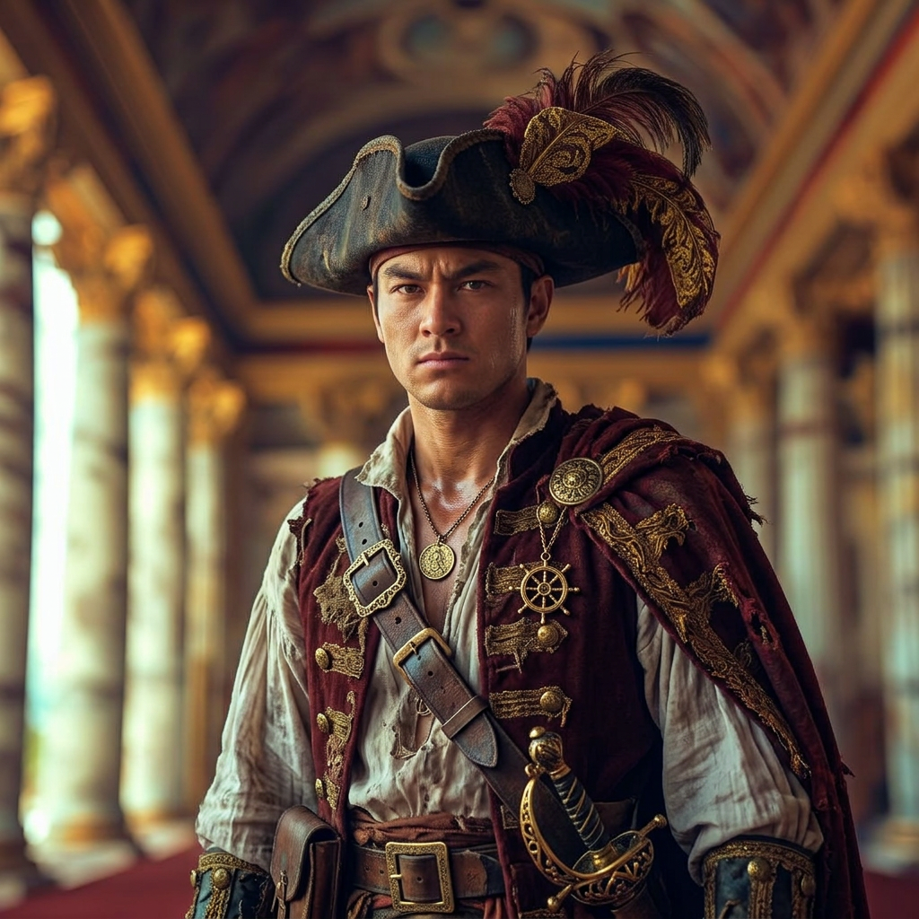 Pirate Costume Custom Portrait from Photo | Personalized Gift for Him - Best Birthday Gift for Husband, Boyfriend, Dad or Brother: Unique Ideas - PortraitGift