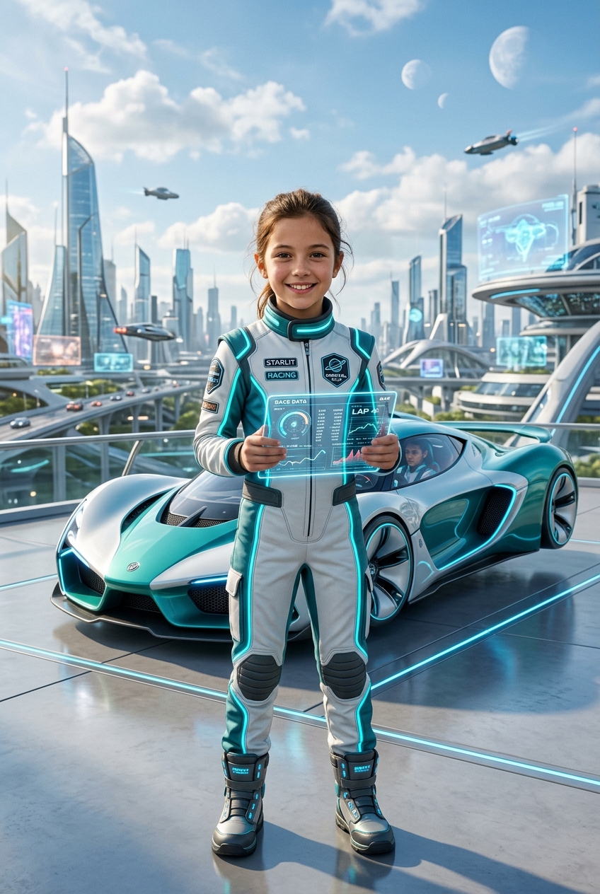 Electric Future Racer Custom Portrait - The Most Sentimental Gifts They’ll Keep Forever: Heartfelt Personalized Gifts - PortraitGift