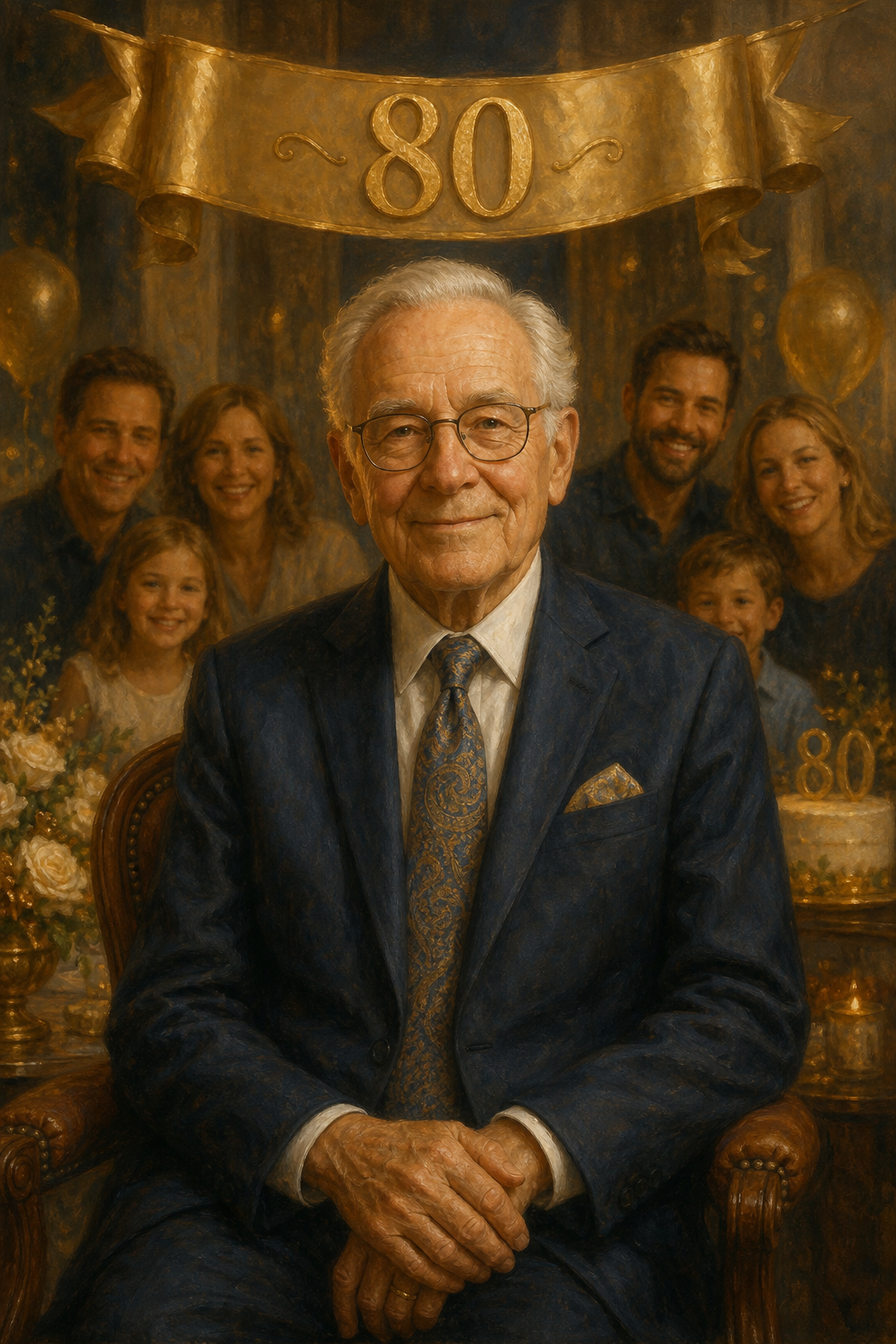 Custom Birthday Multi-Gen Portrait — Festive Family Celebration from Photo