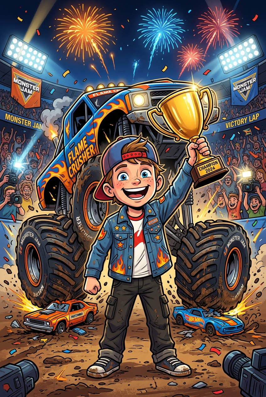 Monster Truck Champion Custom Portrait - Best Christmas Gift Ideas 2023: Unique Holiday Gifts for Everyone - PortraitGift