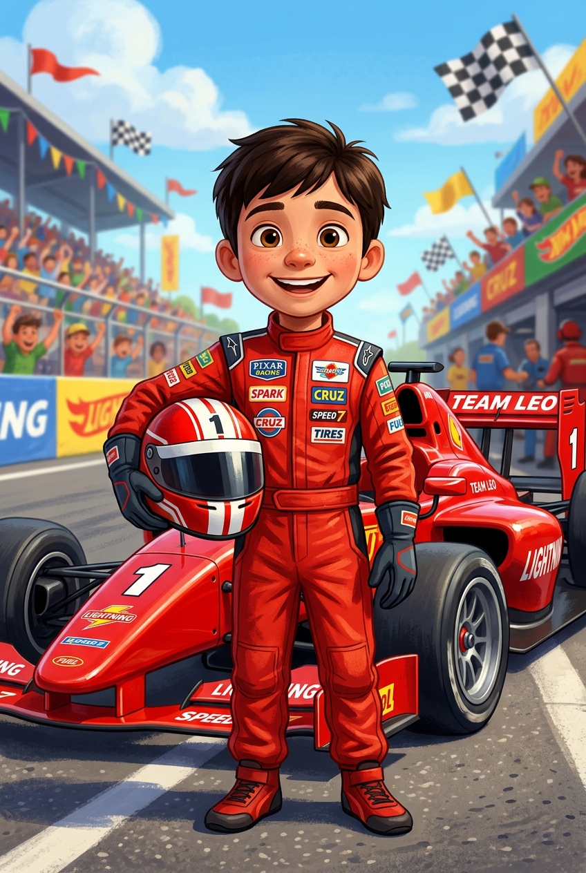 Little Race Car Driver Custom Portrait - Best Retirement Gift Ideas — Unique & Personalized Keepsakes - PortraitGift