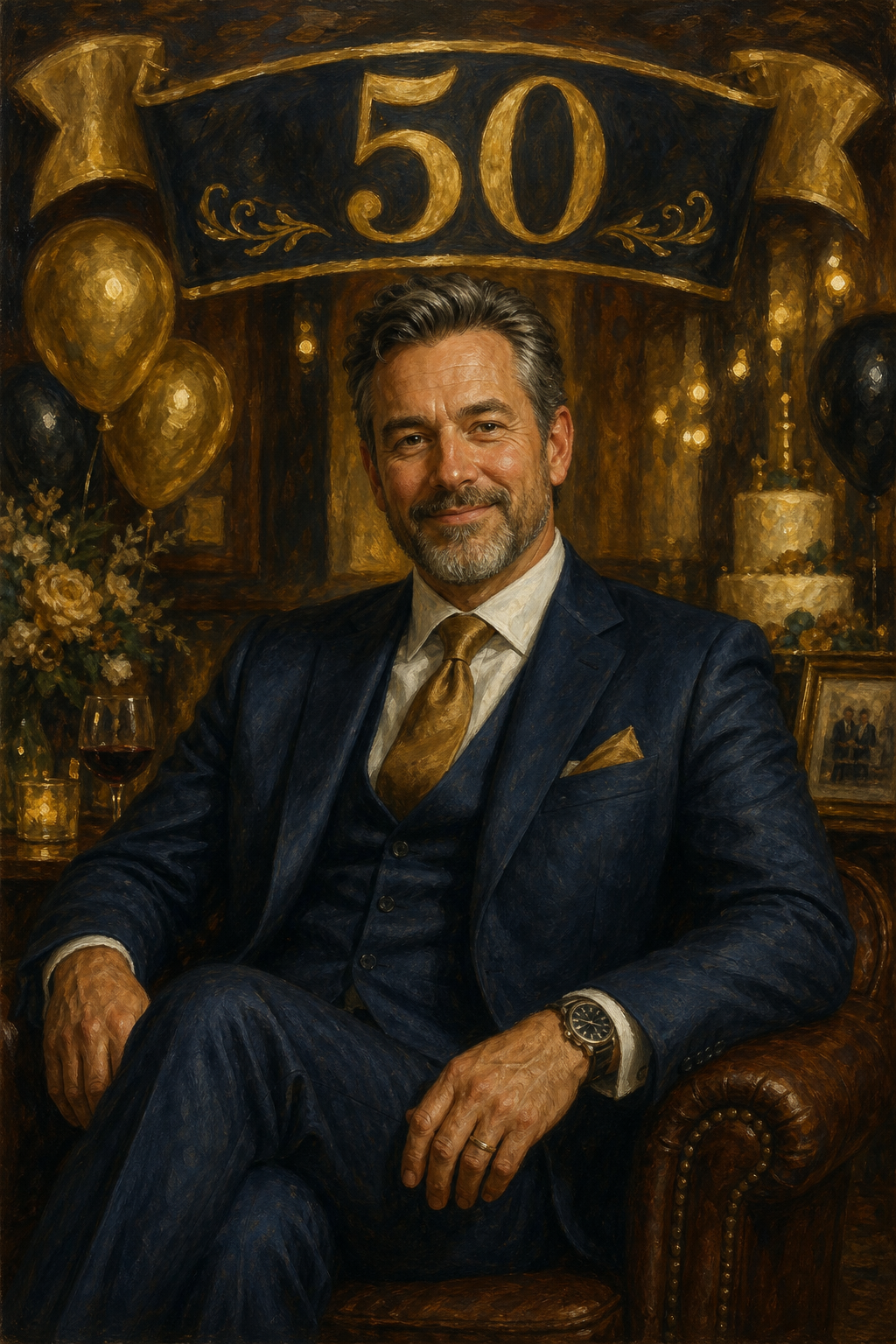 Custom Birthday Single-Man Portrait — Regal Milestone Celebration from Photo