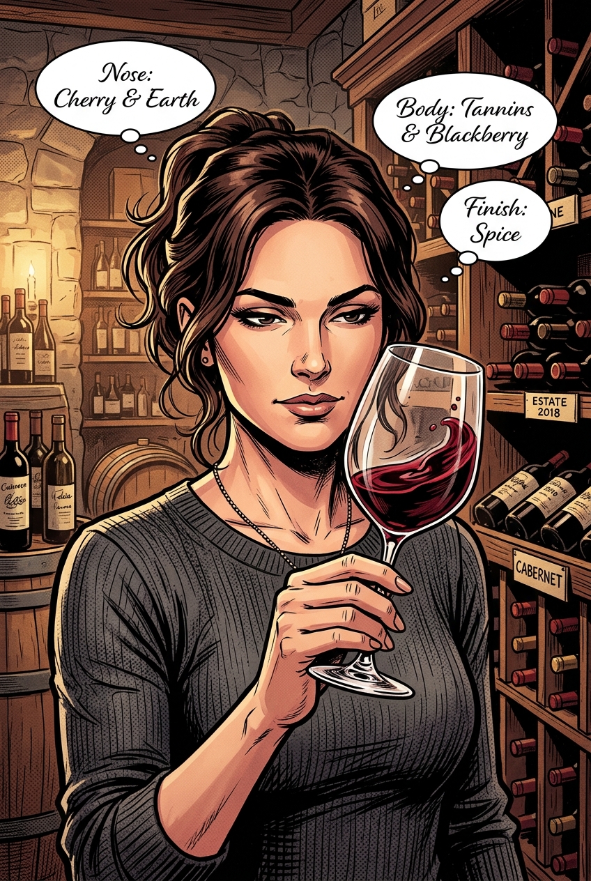 Wine Sommelier Connoisseur Custom Portrait - Best Valentine's Day Gift for Them: Romantic Personalized Art - PortraitGift