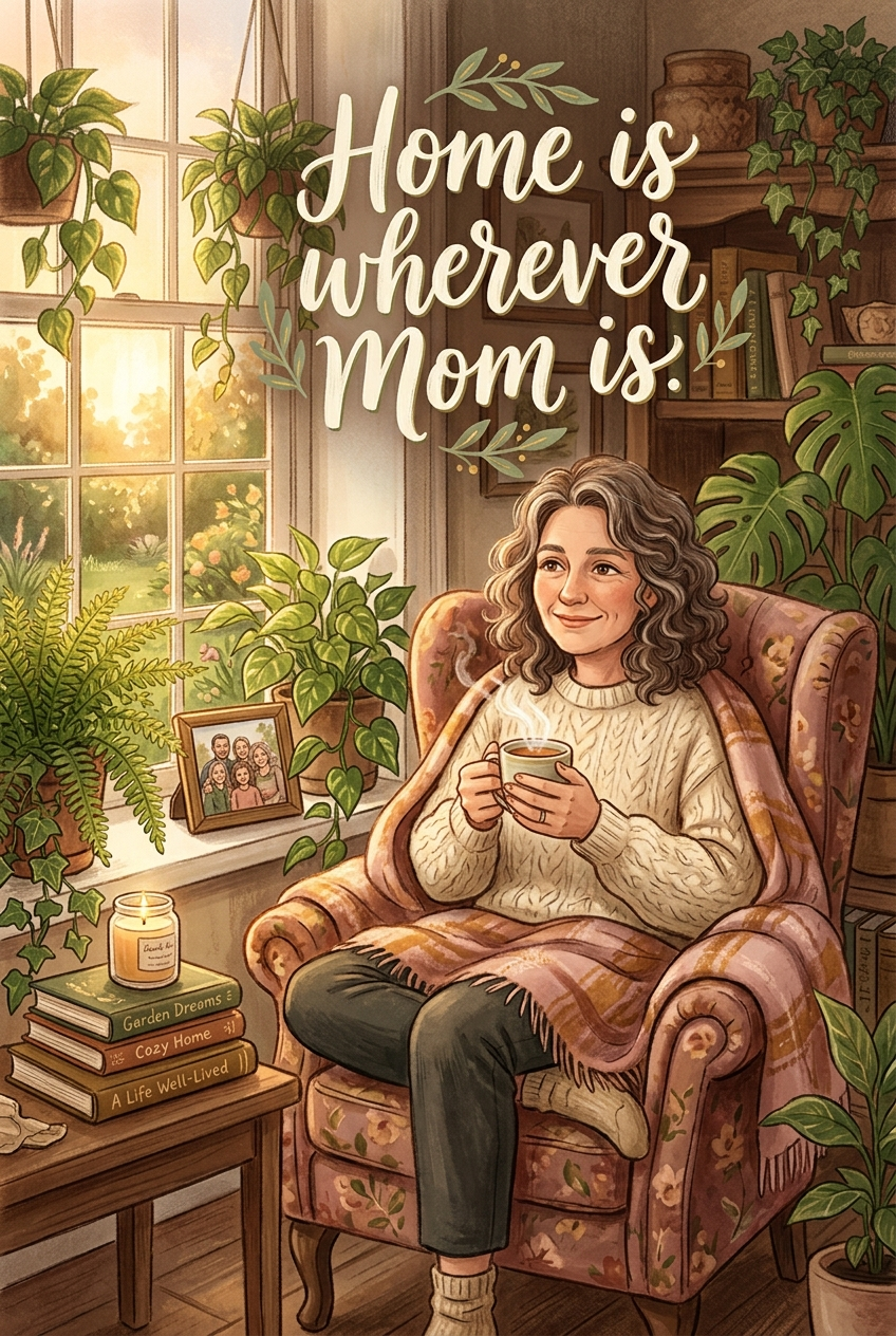 Home Is Where Mom Is Portrait - Best Personalized Portrait Gift for Mom & Loved Ones - PortraitGift