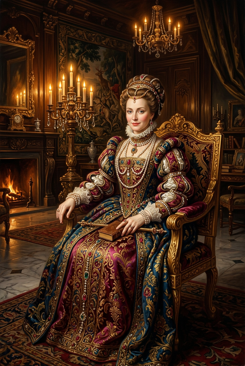 The Baroque Queen Portrait - Best Birthday Gift for Someone Special | Unique Personalized Portraits - PortraitGift