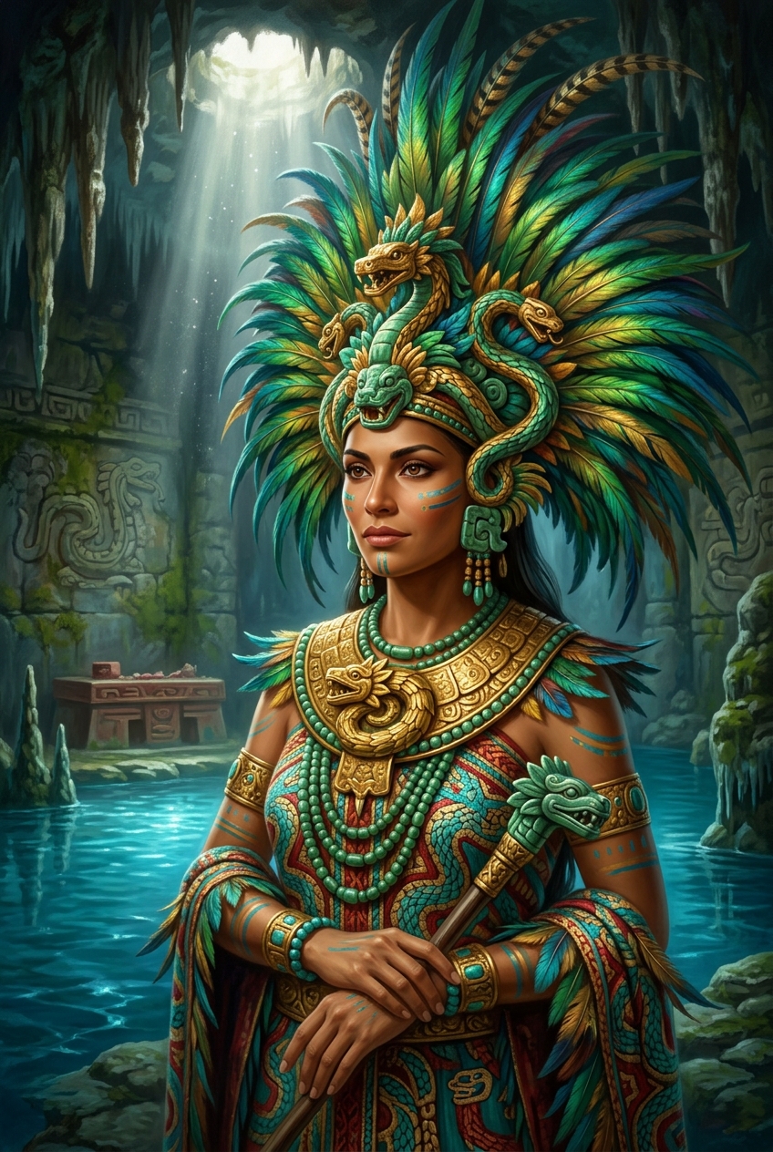 Queen of the Feathered Serpent - Valentine's Day Gift for Them: Romantic Personalized Ideas - PortraitGift