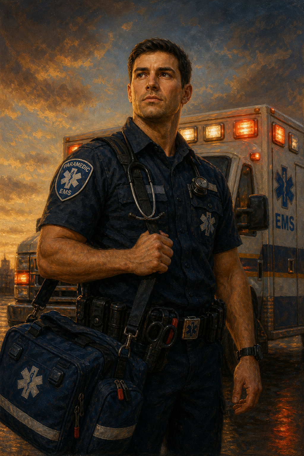 Custom FirstResponder Single-Man Portrait — Heroic EMT from Photo