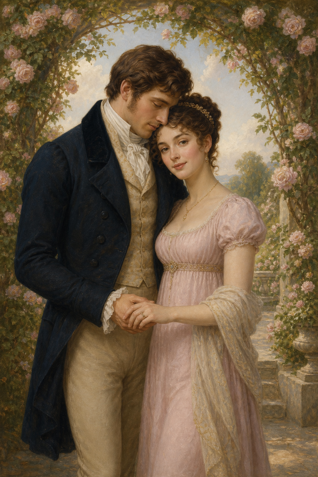 Custom Romantic Couple Portrait — Garden Wedding Canvas from Photo