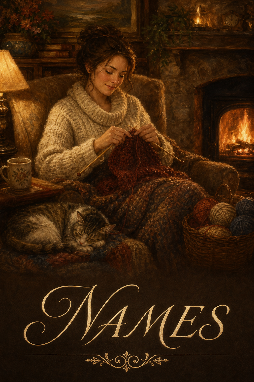 Custom Hobby Single Woman Portrait — Cozy Knitter from Photo