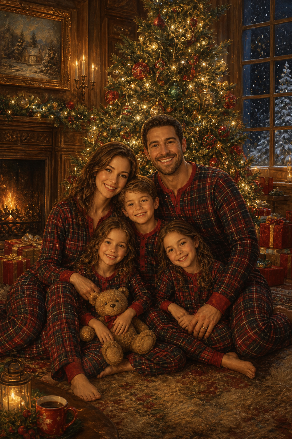 Custom Christmas Family Portrait — Festive Canvas from Photo