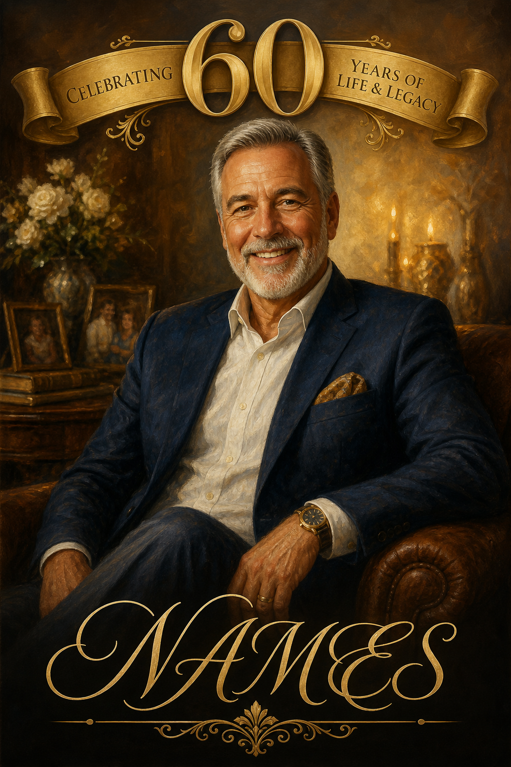 Custom Birthday Single-Man Portrait — Regal Milestone Celebration from Photo