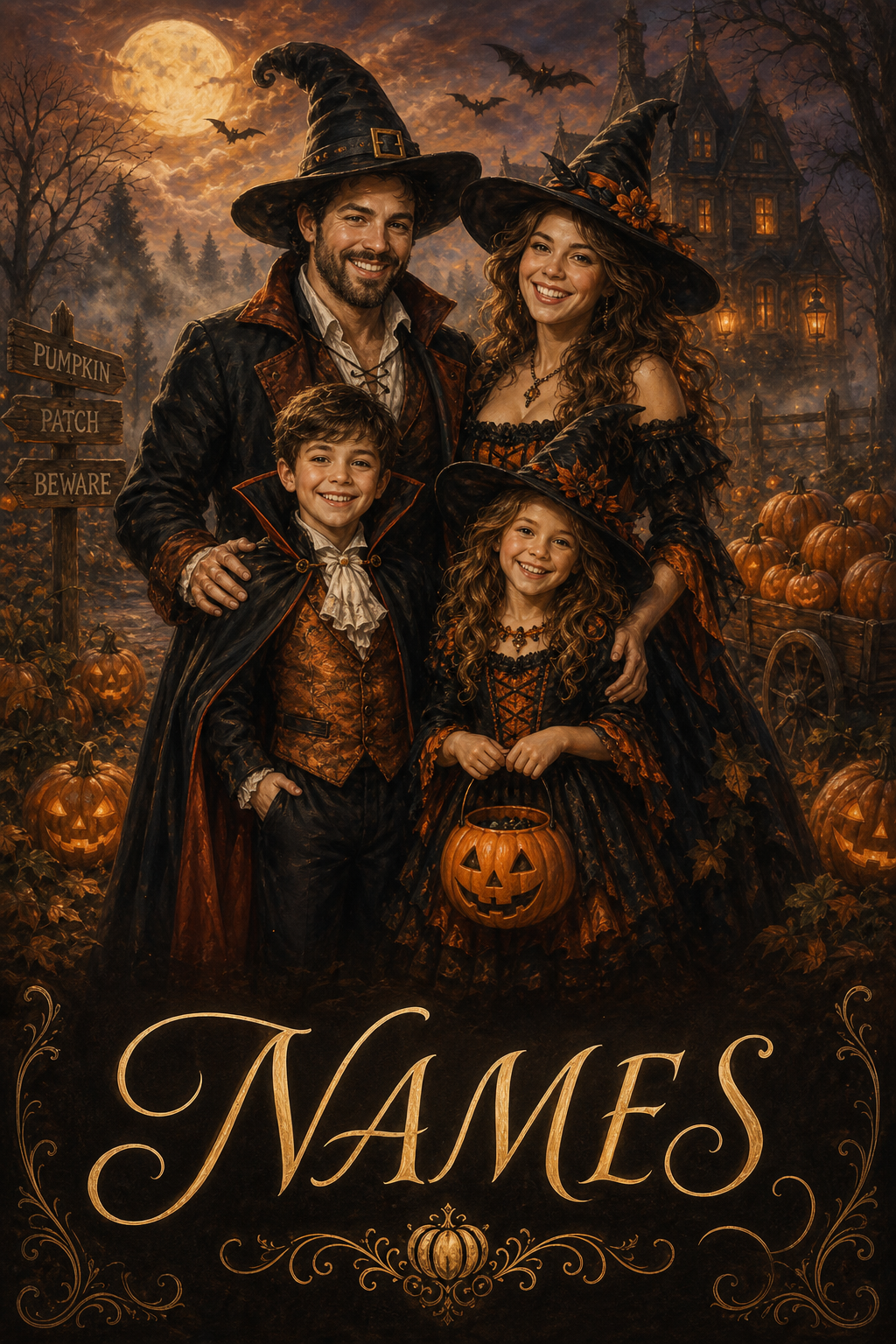 Custom Halloween Family Portrait — Festive Photo Art