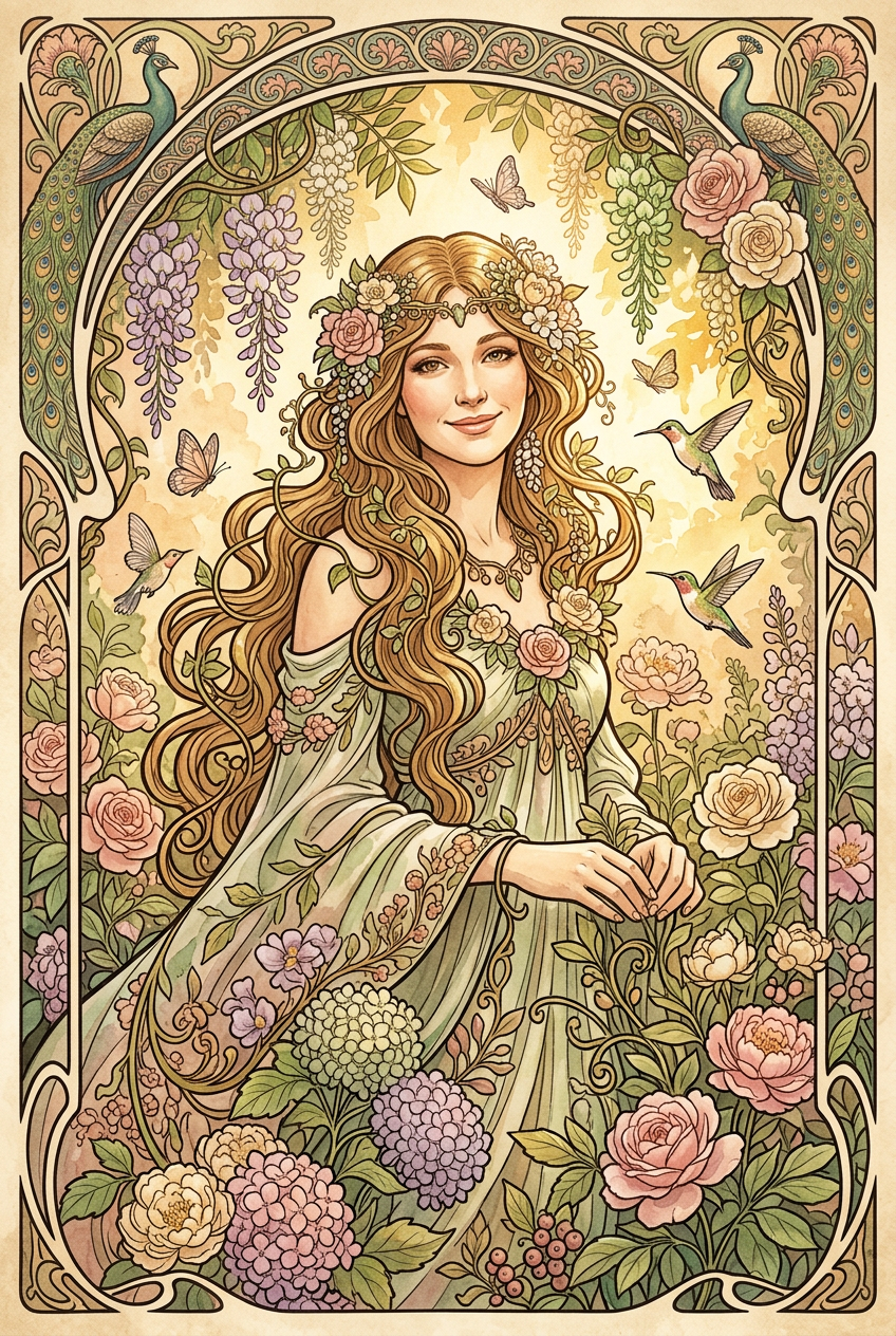 Garden Goddess Mom Portrait - Best Birthday Gift for Someone Special: Unique & Personalized Ideas - PortraitGift