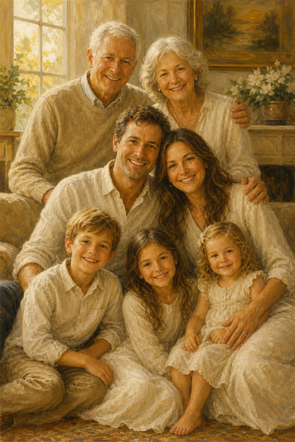 Custom Family Portrait — Timeless Three Generations on Canvas
