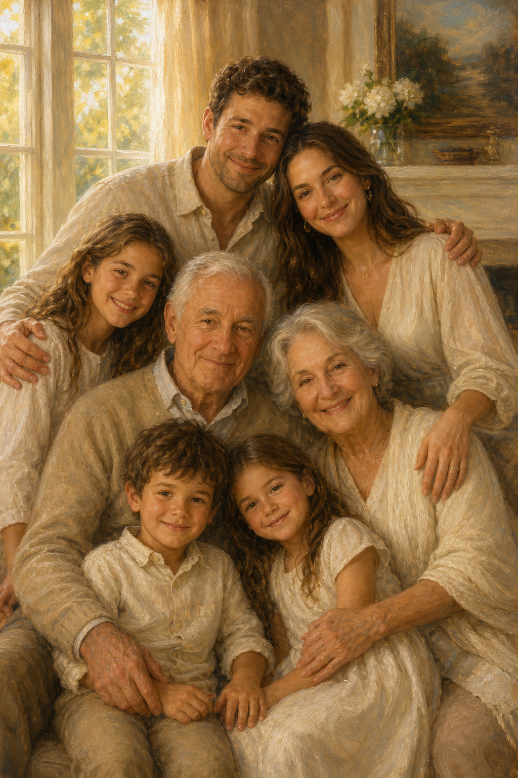 Family Portrait with Deceased Loved One — Warm Embrace Canvas