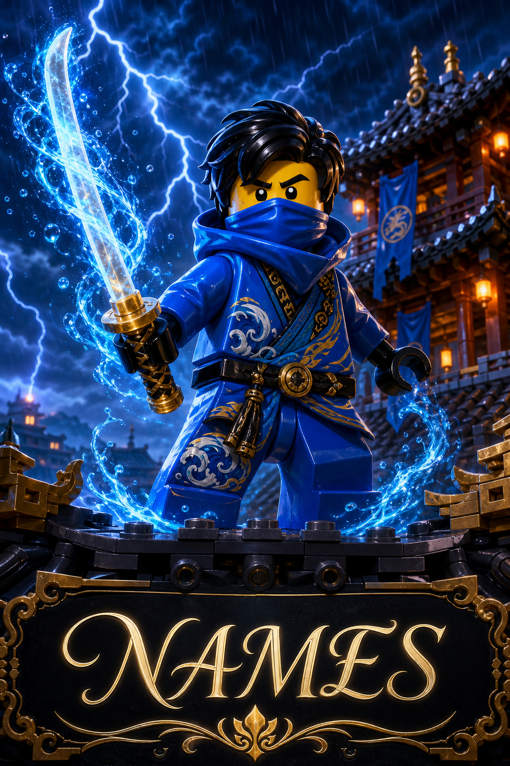 Custom Brick Minifigure Ninja Warrior Portrait — AI-regenerated portrait persona
