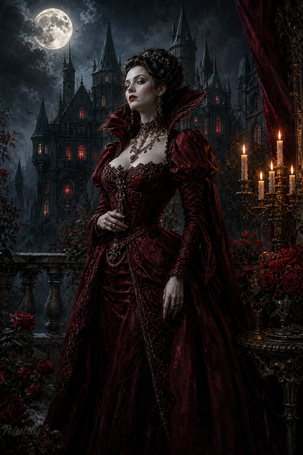 Vampire Countess Portrait — photoreal canvas with face-swap 