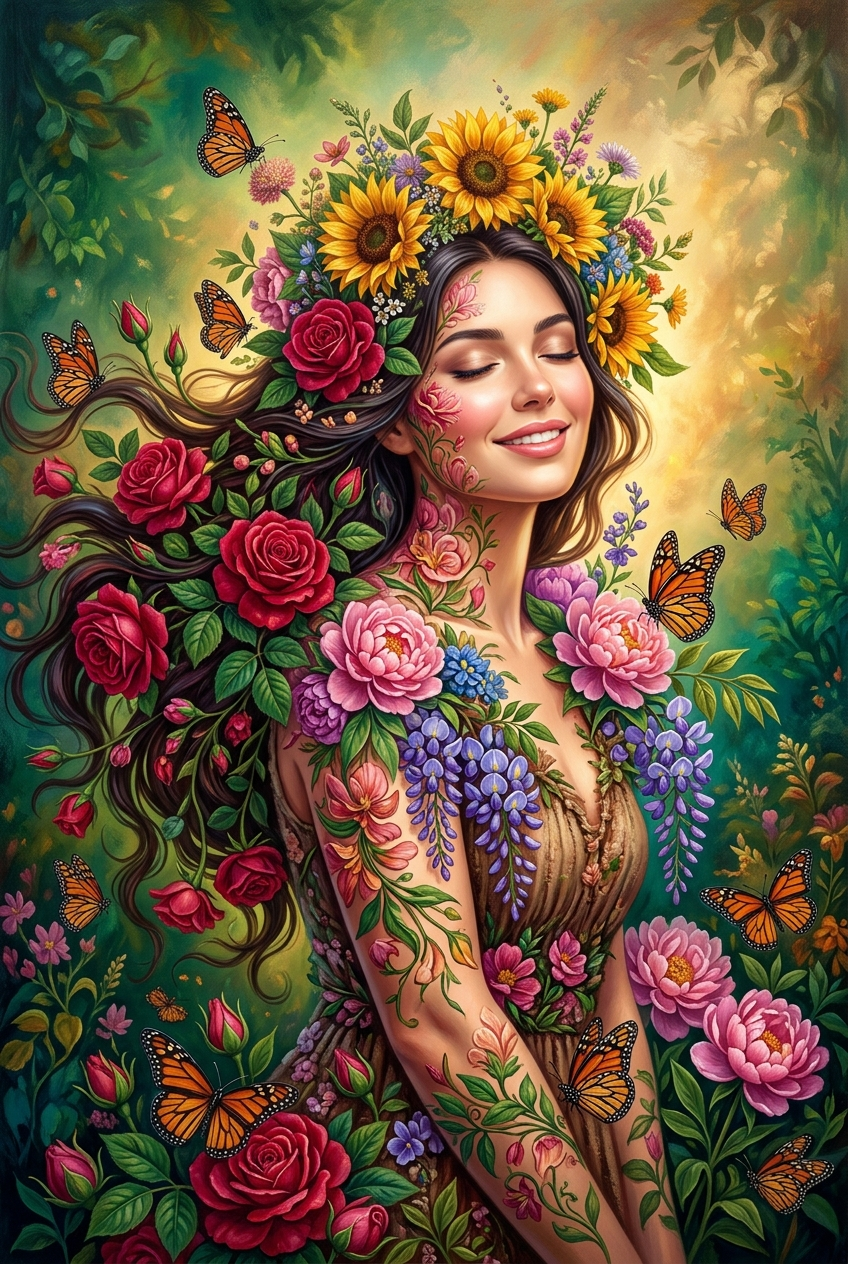 Eternal Bloom Mom Portrait - Best Personalized Gift Service for Meaningful Portraits in 2024 - PortraitGift