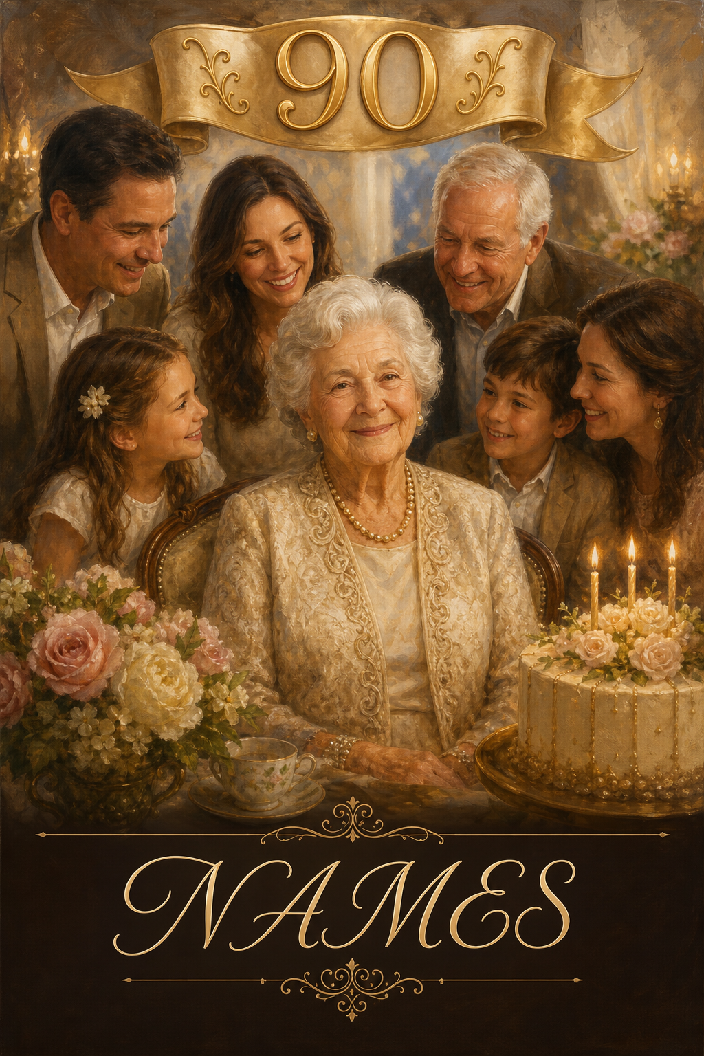 Custom Birthday Family Portrait — Celebrate 90 Years in Art