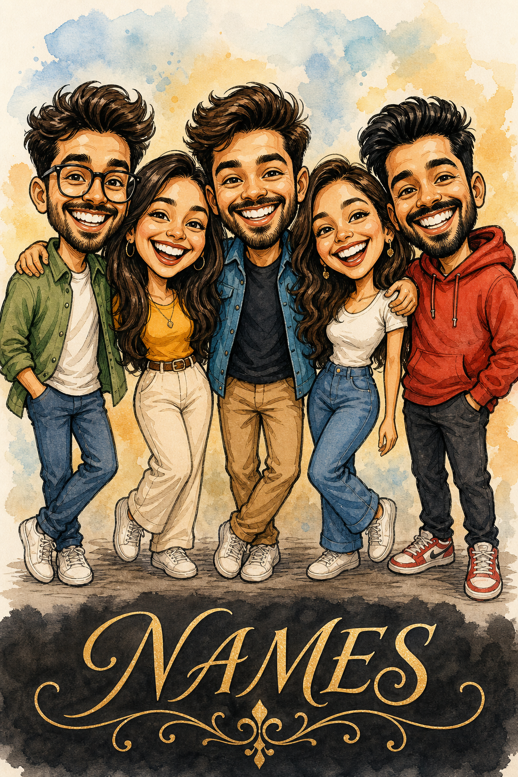Custom Caricature Couple Portrait — Whimsical AI Art from Photo