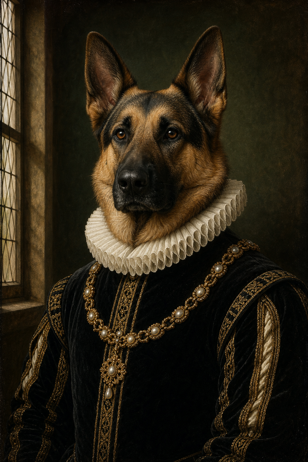 Custom Renaissance Dog Portrait — Regal Nobility from Photo