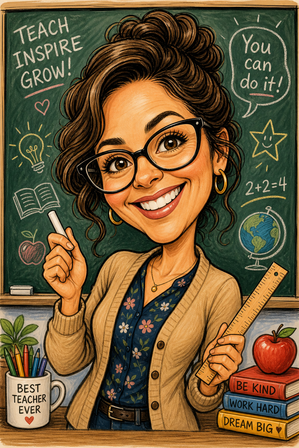 Custom Caricature Single Woman Portrait — Empower Her Story from Photo